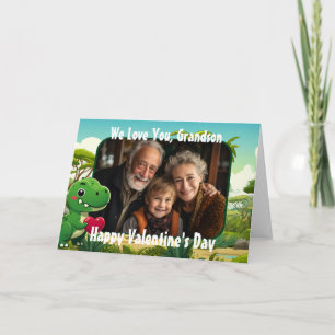 Foto Dinosaur Valentine Day Card for Grandson Kort