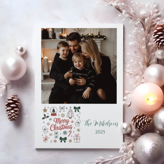Foto Doodle Linje Konst Jul Julkort (Skapare uppladdad)