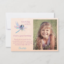 Foto Dragonfly Girl's Birthday Tack you Card