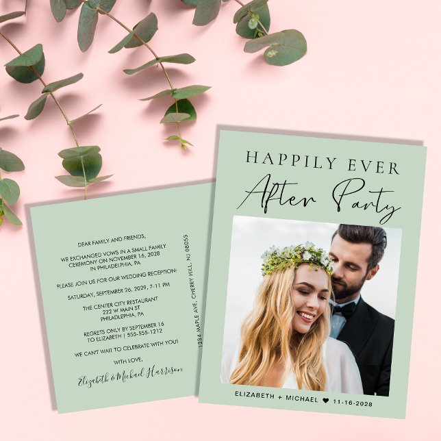 Foto efter bröllopsfesten Happily Ever After Meddelande Vykort (Skapare uppladdad)