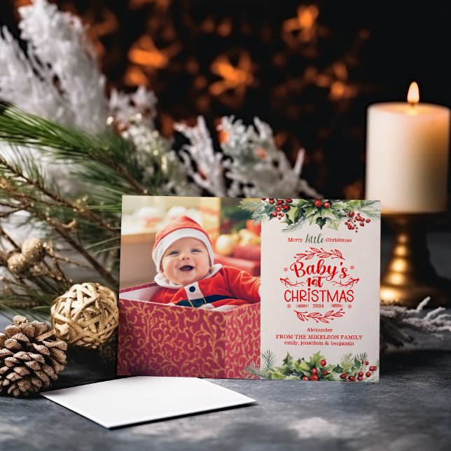 Foto Elegant Blommig Bebis Första Julen (Skapare uppladdad)