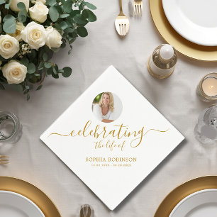 Foto Elegant Guld Skrift Modern Begravning Pappersservett