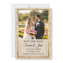 Foto Elegant minimalistisk guld ram & blommotiv