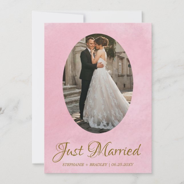 Foto Elegant Ny gifta Bröllop meddelande Inbjudningar (Framsida)