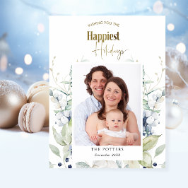 Foto, Elegant Winter Greenery, Happiest Helgdagar Helgkort