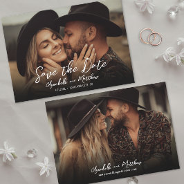 Foto Enkel Rustik Skrift Boho Bröllop Spara Datumet