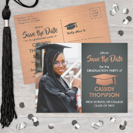 Foto Examen Grå & Falsk Koppar Save the Date Vykort