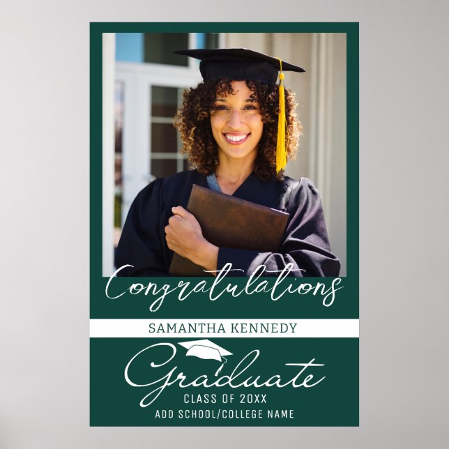 Foto Examen Grattis Studenter År 20XX Grön Poster (Framsidan)