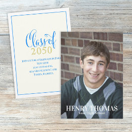 Foto Examen Modern Enkel Klass Av Blå Guld Inbjudningar