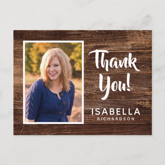 Foto Examen Tack | Rustik Trä Vykort (Framsida)