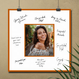 Foto examens autograf bränd orange kant poster