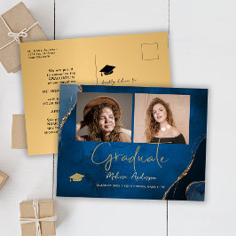 Foto Examens Elegant Marinblå Annonsering Vykort