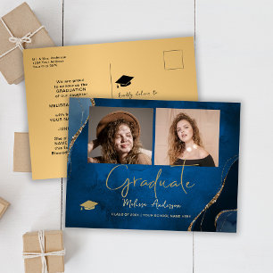 Foto Examens Elegant Marinblå Annonsering Vykort