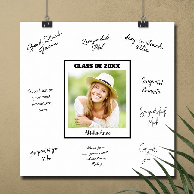 Foto Examensfest Signaturmeddelande Poster (Photo graduation party autograph message poster - PRINTED and/or INSTANT DOWNLOAD)