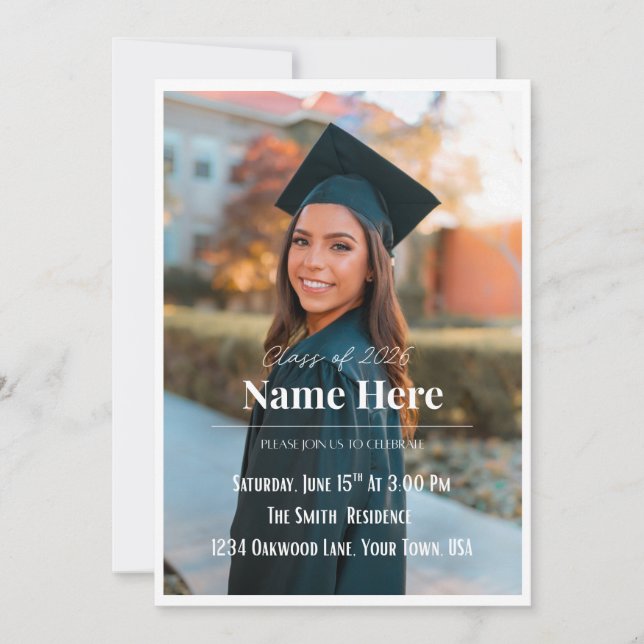 Foto examensinbjudan | Annonsering för senior Inbjudningar (Framsida)