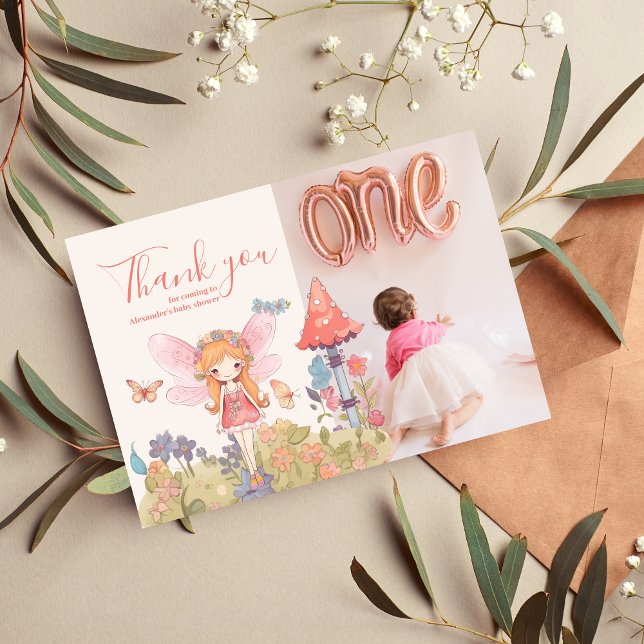 Foto Fairy First Enchanted Woodland 1st Birthday Tack Kort (Skapare uppladdad)