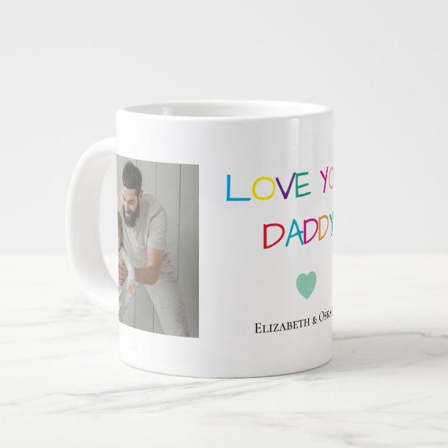 Foto Far's Day Gift med Kids' Namn - Jumbo Mugg (Framsida vänster)