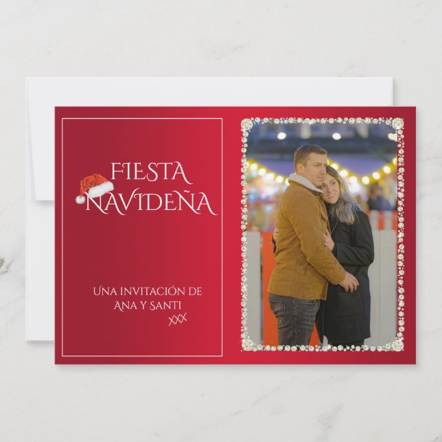 Foto Fiesta Navideña Christmas Party Invitation Inbjudningar (Framsida)