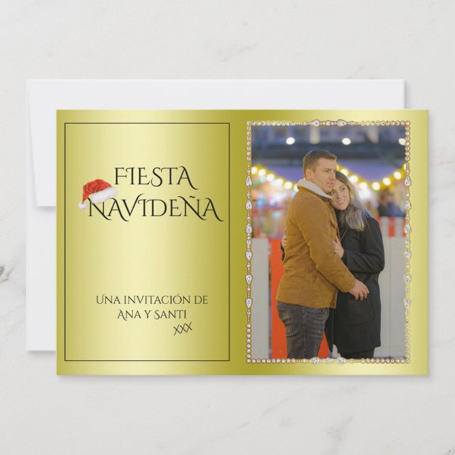 Foto Fiesta Navideña Christmas Party Invitation Inbjudningar (Framsida)