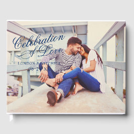 Foto firande i Kärlek-marinblått Bröllop Gästböcker