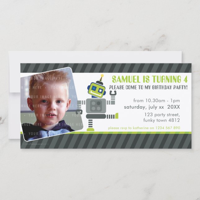 FOTO FÖDELSEDAGSFEST INBJUDAN: robotdans 1L (Framsida)