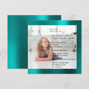 Foto Födelsedagsfest Mor Pearl Teal Metallic Inbjudningar