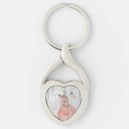 Foto för äkta kärlek Elegant Twisted Heart Silverfärgad Nyckelring