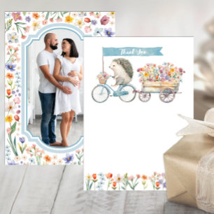 Foto för akut vattenfärg Hedgehog Baby Shower Tack Kort