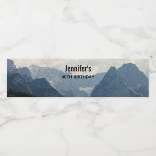 Foto för alpina bergsområden Land Vattenflaskor Etikett