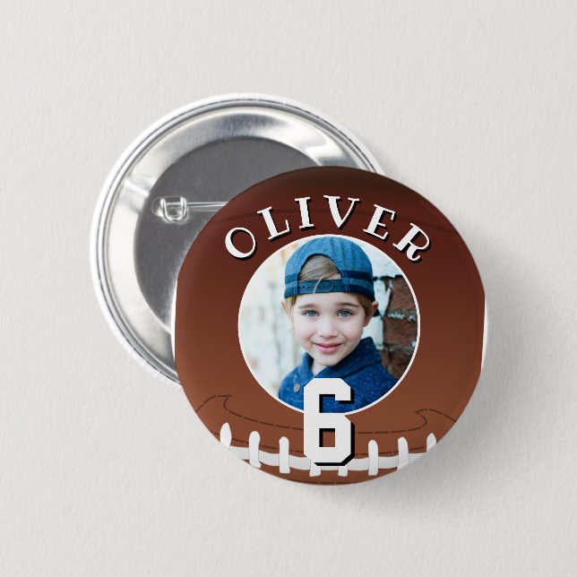 Foto för amerikanska fotbollsmatchen Boll Barns fö Knapp (Framsida & baksida)