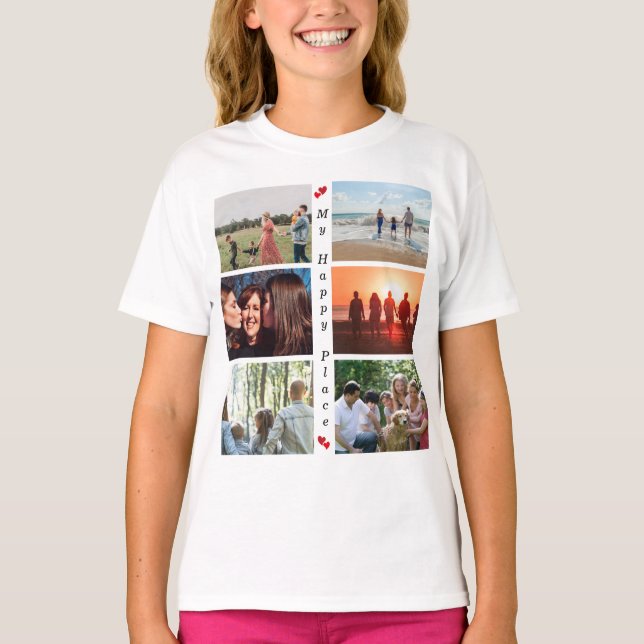 Foto för Anpassadet Mitt Lycklig Ställe 6 Bild T Shirt (Framsida)