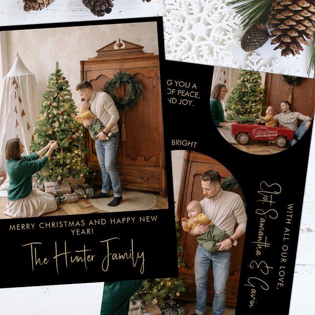 Foto för Anpassningsbar Black and Guld-minimalistb Julkort (Skapare uppladdad)