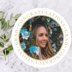Foto för Anpassningsbarna Studenten Elegant Guld Runt Klistermärke