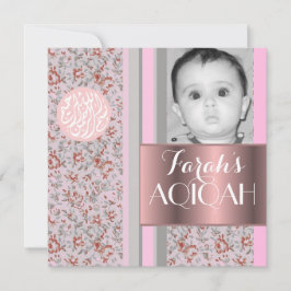 Foto för aqiqah för Muslimflicka rosa Inbjudningar