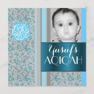 Foto för aqiqah för Muslimpojkeblått Inbjudningar
