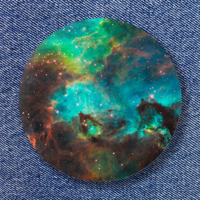 Foto för Aqua Grönt Star Cluster Space Space Knapp (Aqua Green Star Cluster Space Photo Pinback Button)