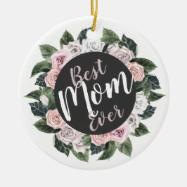 Foto för bästa Mamma någonsin-Blommigt Julgransprydnad Keramik