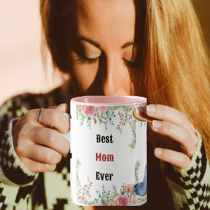 Foto för bästa Mamma någonsin Greenery Blommigt Mo Magisk Mugg