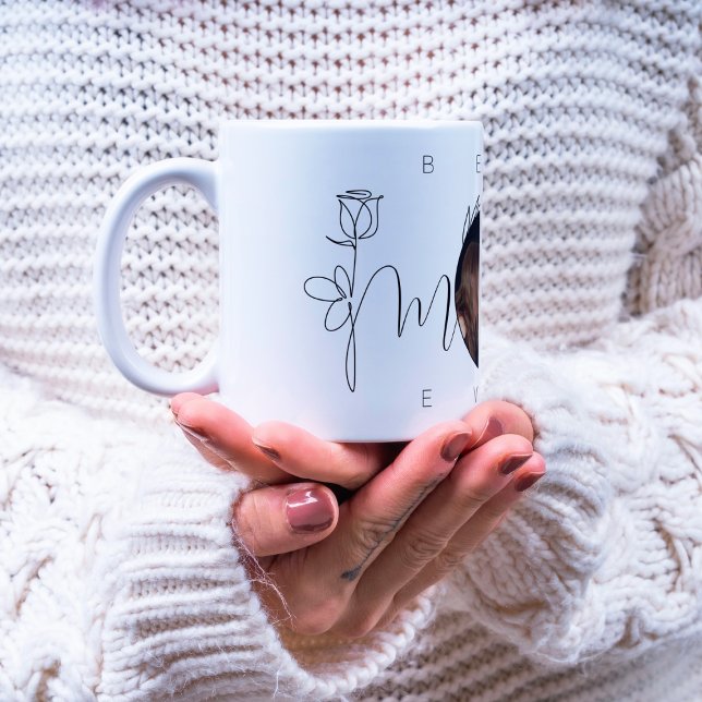 Foto för bästa Mamma någonsin-moderna Blommigtar Kaffemugg (Skapare uppladdad)