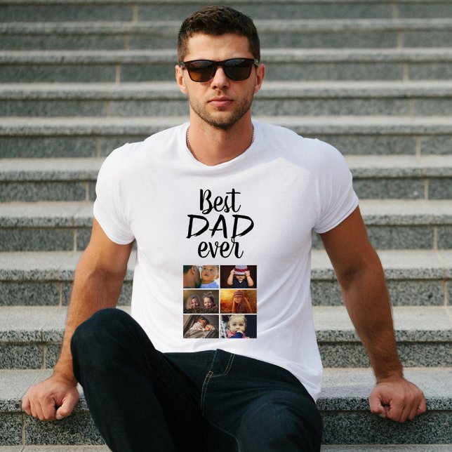 Foto för bästa Pappa 6-fotosambandsfamilj T Shirt (Skapare uppladdad)