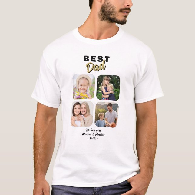 Foto för bästa Pappa Far 4-familjen T Shirt (Framsida)