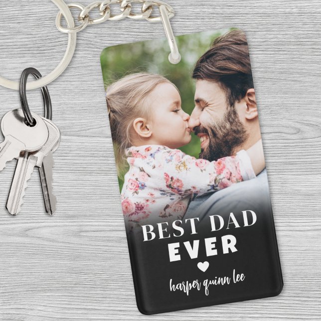 Foto för bästa Pappa någonsin-Personlig (Best Dad Ever Personalized Photo Keychain)