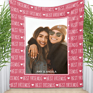 Foto för bästa vänner, Snyggt, BFF Rosa Vänskap Fleecefilt