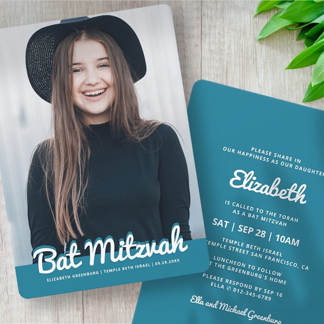 Foto för bat mitzvah modern Anpassningsbar Inbjudningar (Skapare uppladdad)