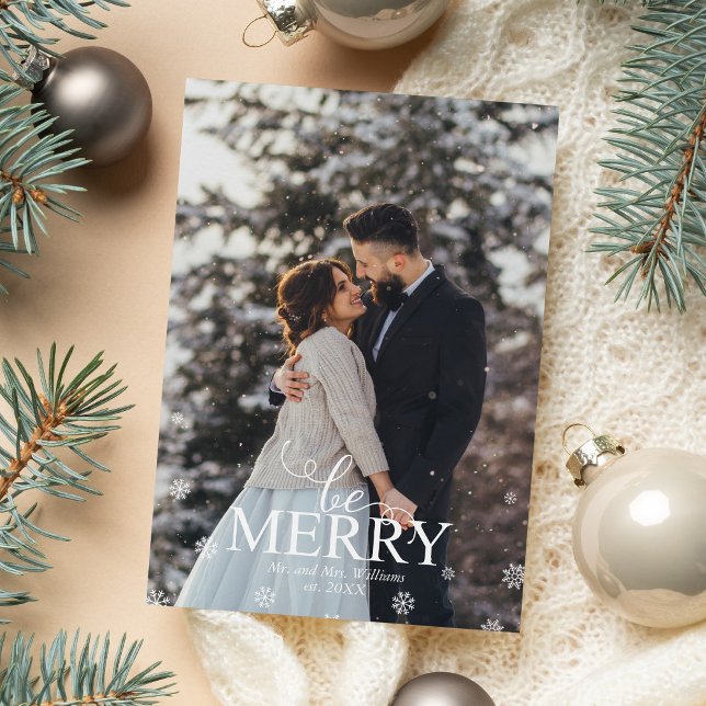 Foto för "Be Merry"-Elegant, typografi Julkort (Skapare uppladdad)