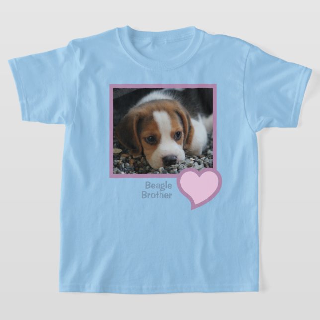 Foto för Beagle Brother Text Pet Hund Family Photo T Shirt (Laydown)