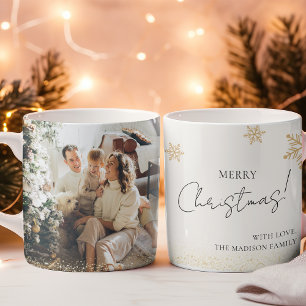 Foto för Beige Minimalist God jul-familjen Kaffemugg