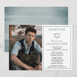 Foto för blå vattenfärg | David Pub Mitzvahs stjär Inbjudningar