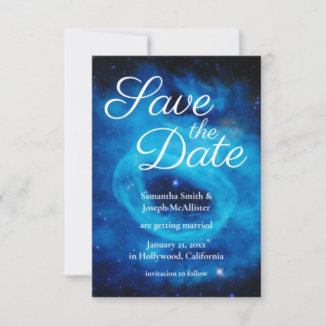 Foto för blått kvartersband Spara datum Inbjudningar (Framsida)