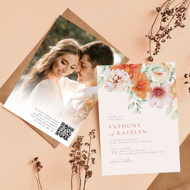 Foto för Blommigten Bröllop i vår-vattenfärgen Cor Inbjudningar (Skapare uppladdad)